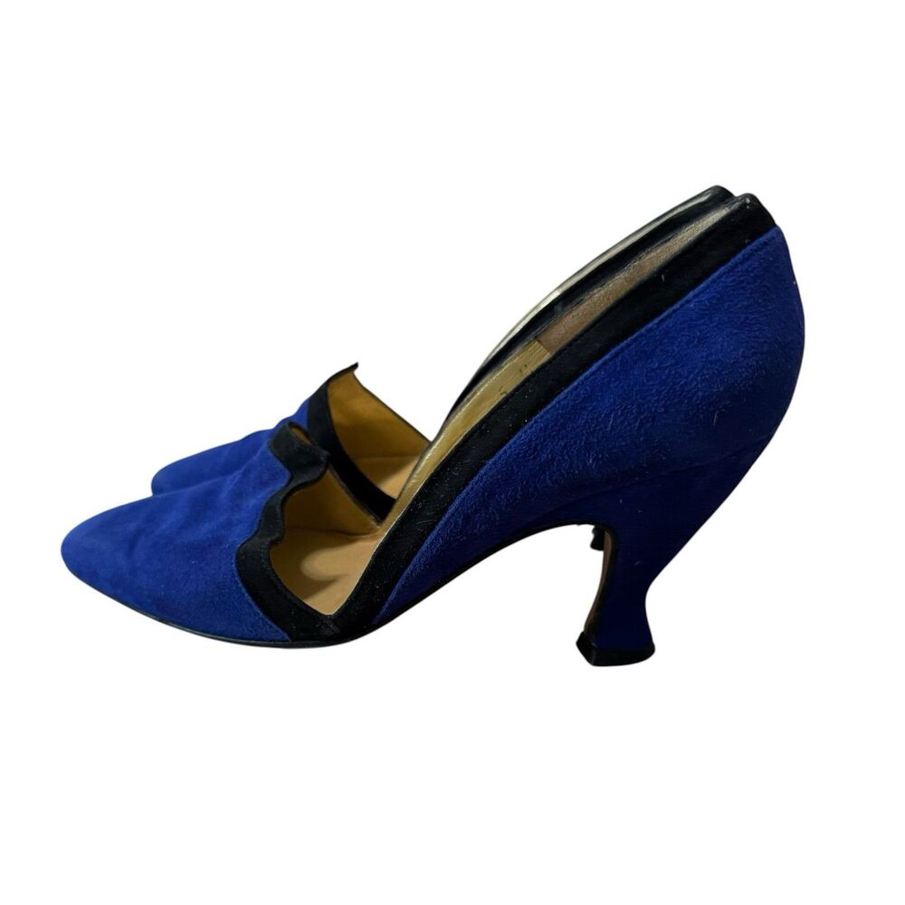 Vintage Chantal Italy Blue Suede Soft Pointed Toe Heels Pumps Size 5